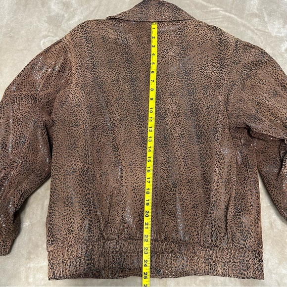 Pelle Print Leather Leopard Bomber Jacket Coat Brown Vintage Size Small - Picture 11 of 16